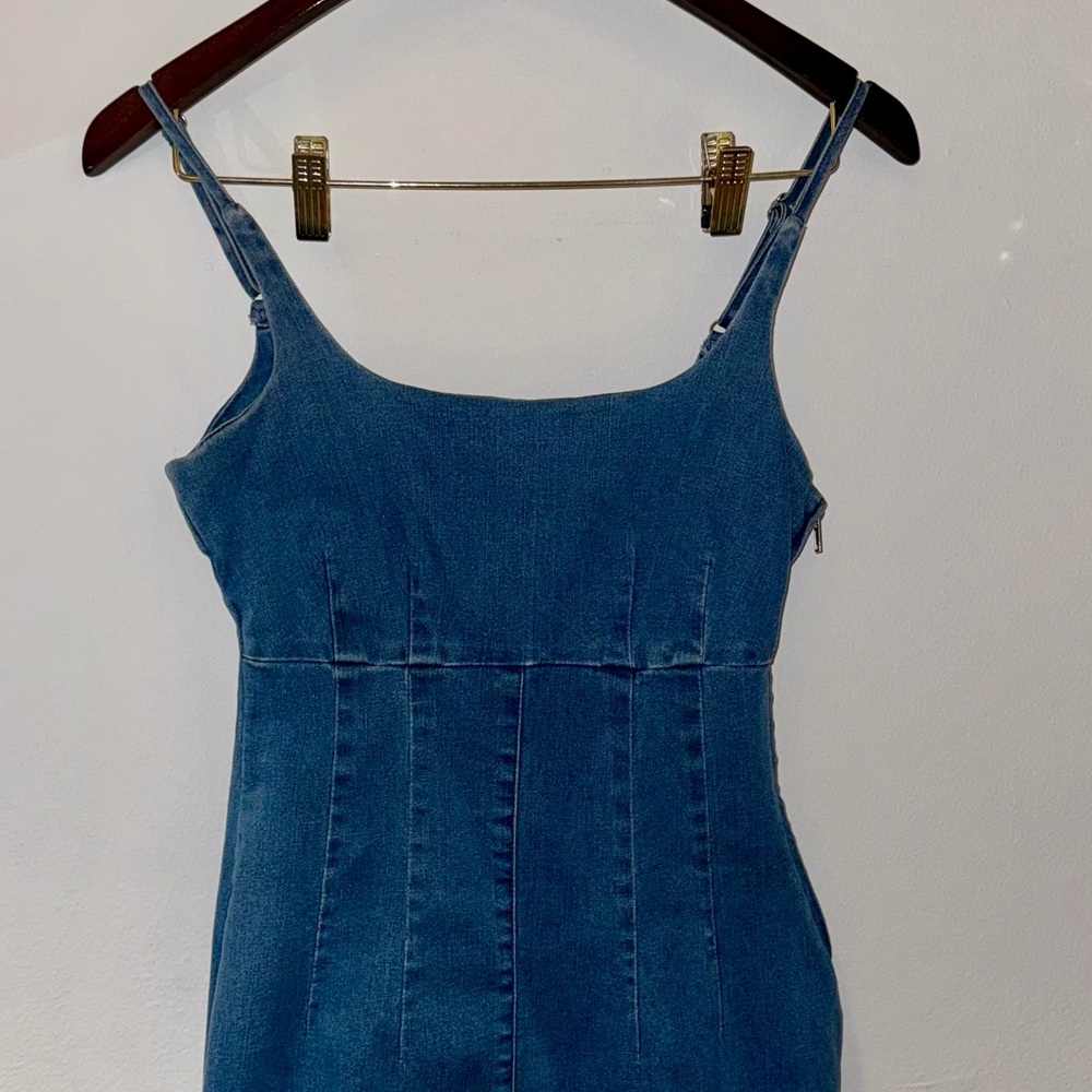 Denim Pinafore Mini Dress - Picture 8 of 8